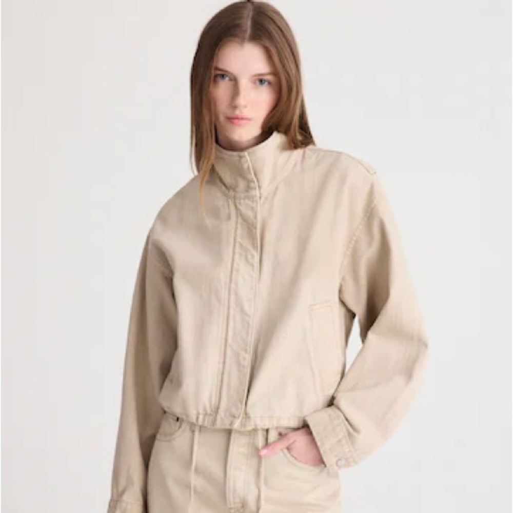 NWT Madewell Denim Crop Field Jacket Size Small Faded Khaki